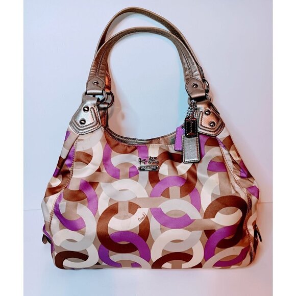 Coach Madison Signature Op Art Maggie Hobo Bag - Picture 1 of 15